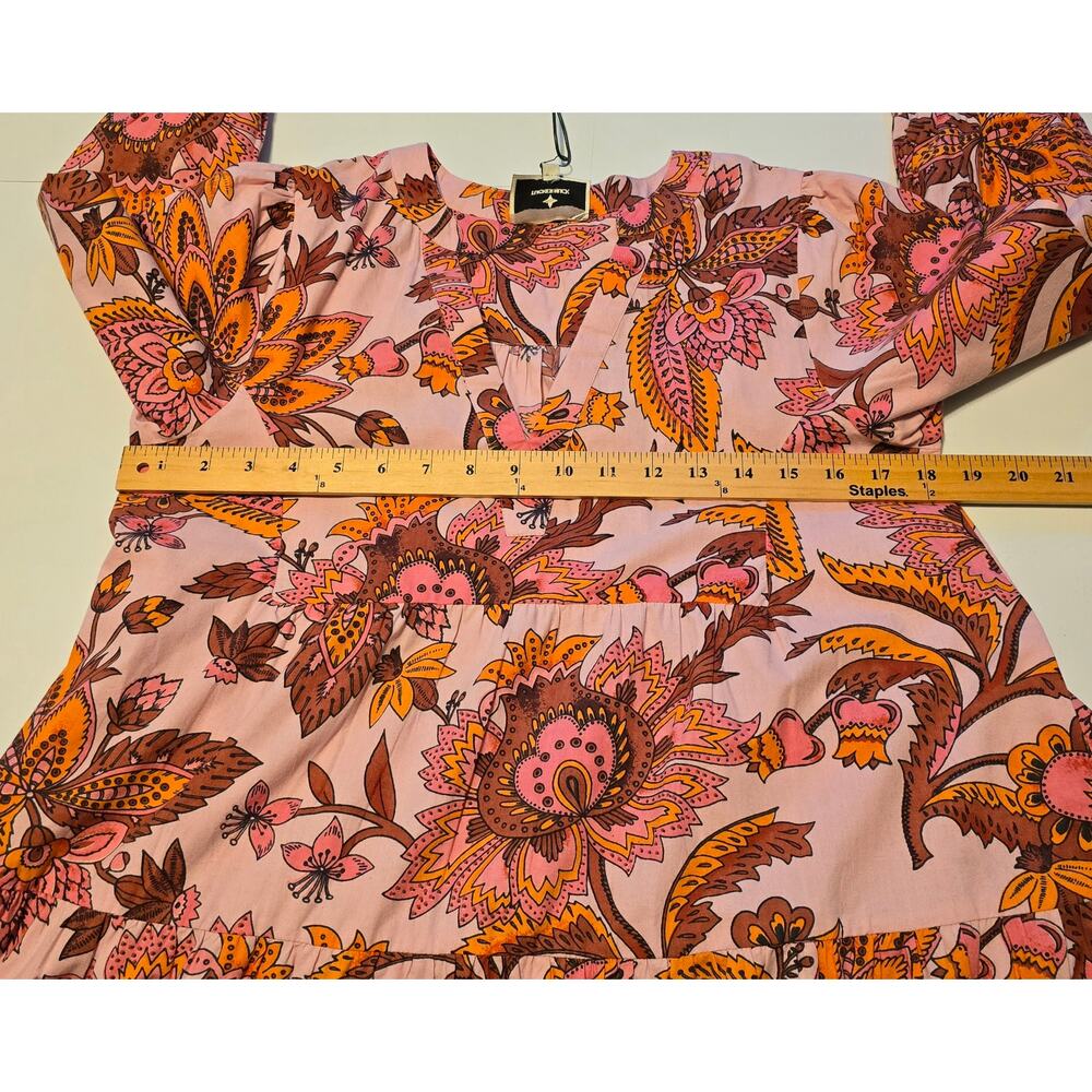 Tuckernuck Mini Dress Womens Small Pink Paisley Floral Print Sunset Chintz NWT - Picture 12 of 13
